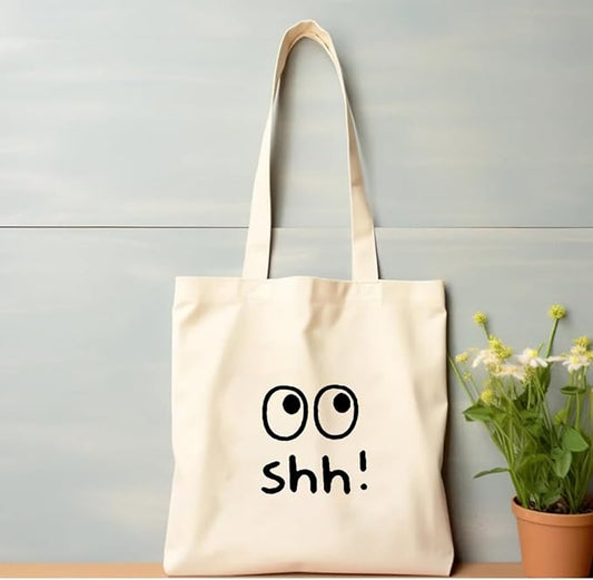 Rolling eye print on cotton duck tote bag