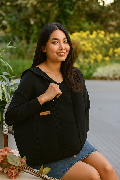 Extra Large Tote Bag with Pockets _Black