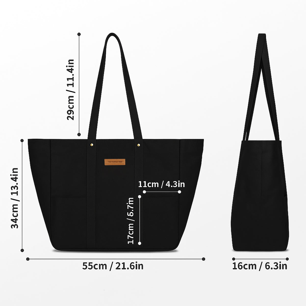 Extra Large Tote Bag with Pockets _Black