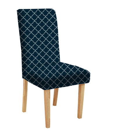 Chair with a stylish blue and white cover