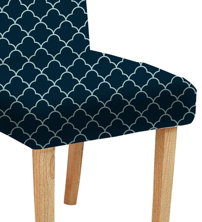 Elegant chair featuring a blue and white patterned cover