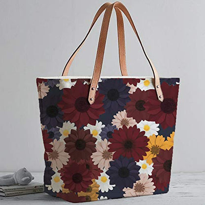 Fashionable tote bag adorned with a vibrant floral pattern, great for a day of shopping or running errands.