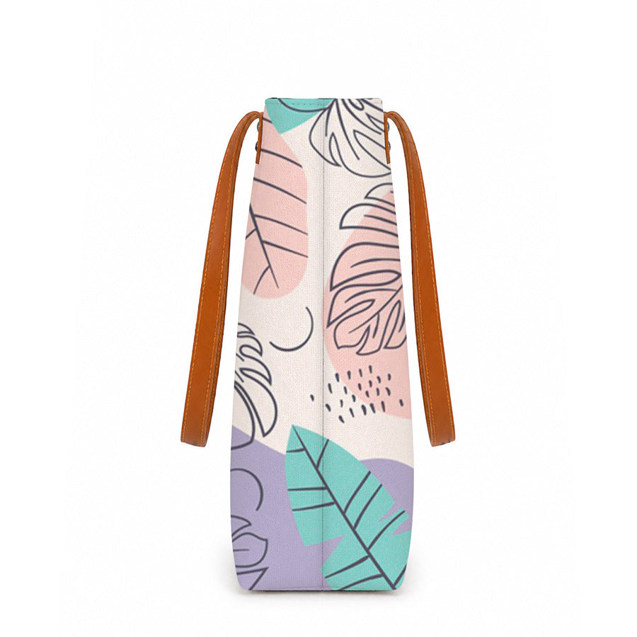 Colorful tote bag with leaf pattern