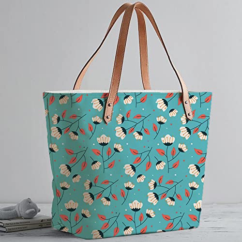 Chic blue and white floral print tote bag, a fashionable accessory for any outfit.