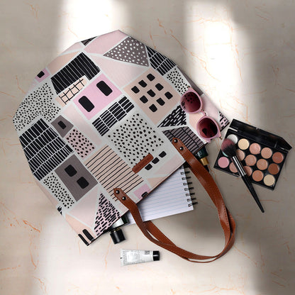 Cute tote bag featuring pink and black houses