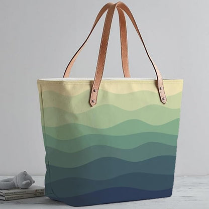 A spacious tote bag with a cool wave print, suitable for beach trips or adding a touch of flair to any outfit.