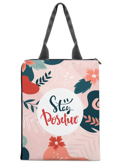 Stay positive quote Documents holder file bag front view vertical image