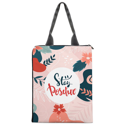 Stay positive quote Documents holder file bag front view