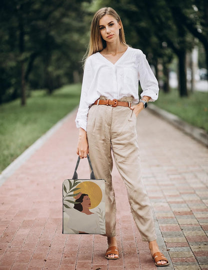 Women Holding Documents holder file bag in boho print