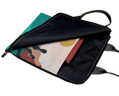 Documents holder file bag in Landscape boho print open view