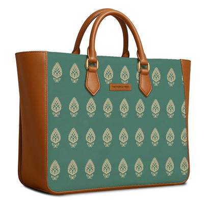 Teal Motif Vegan Leather Handbag