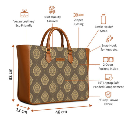 Royal Motif Vegan Leather Handbag