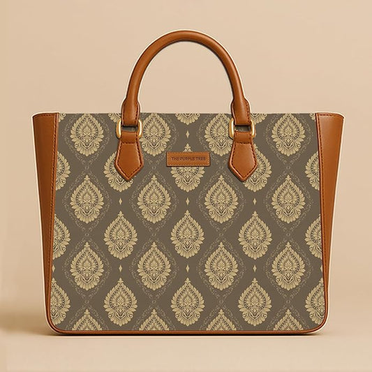 Royal Motif Vegan Leather Handbag