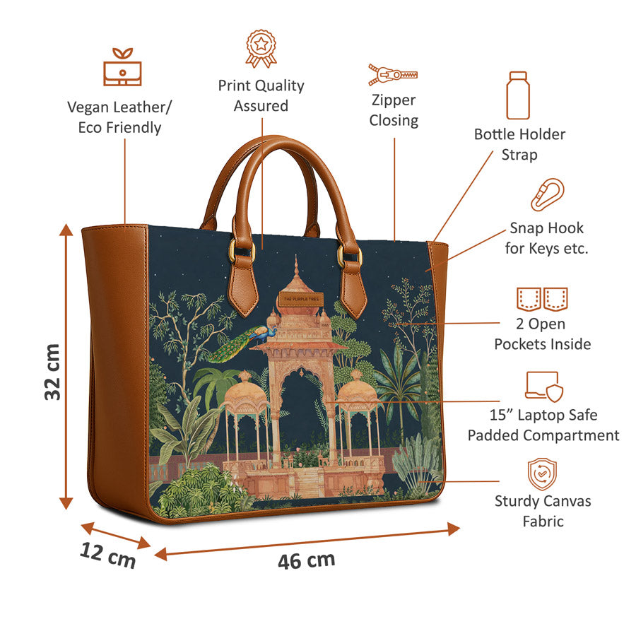 Midnight Royal Garden Vegan Leather Handbag
