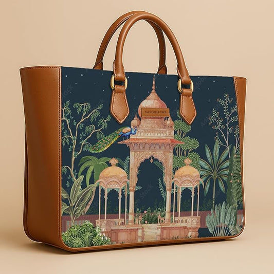 Midnight Royal Garden Vegan Leather Handbag