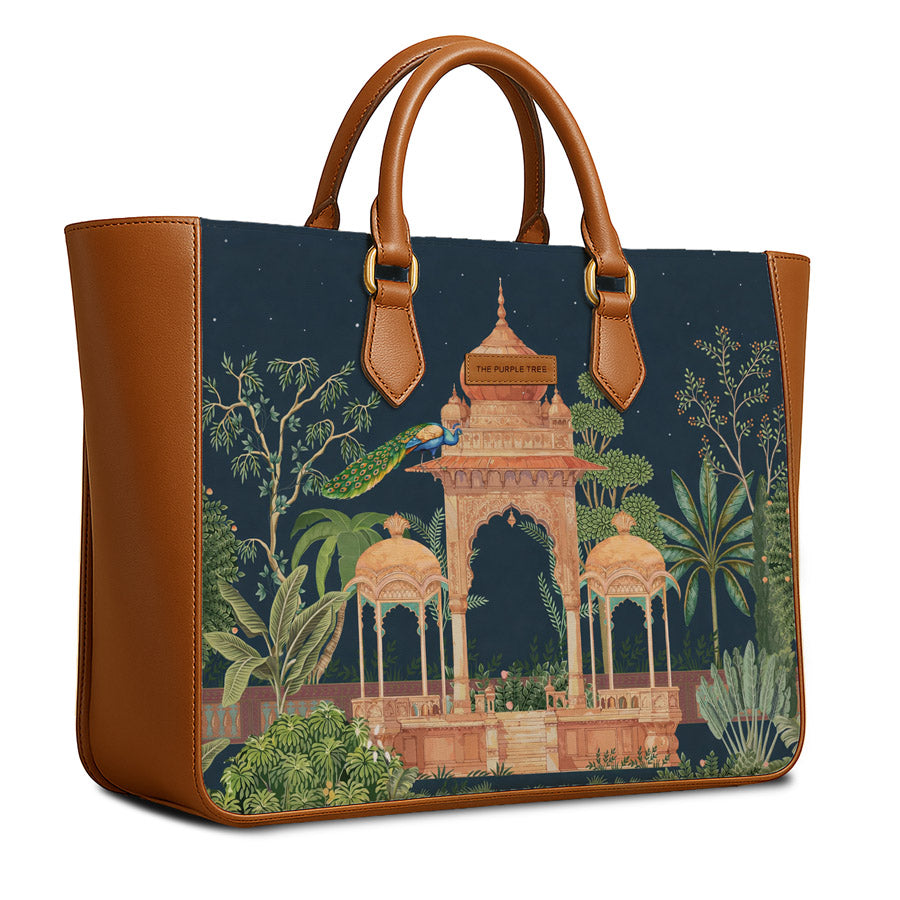 Midnight Royal Garden Vegan Leather Handbag