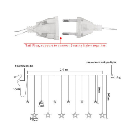 tring of lights hanging from ceiling, creating warm ambiance in room.