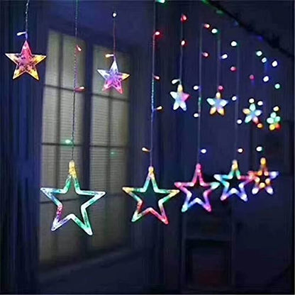 Stars hanging from a curtain, adding a dreamy vibe to the room.
