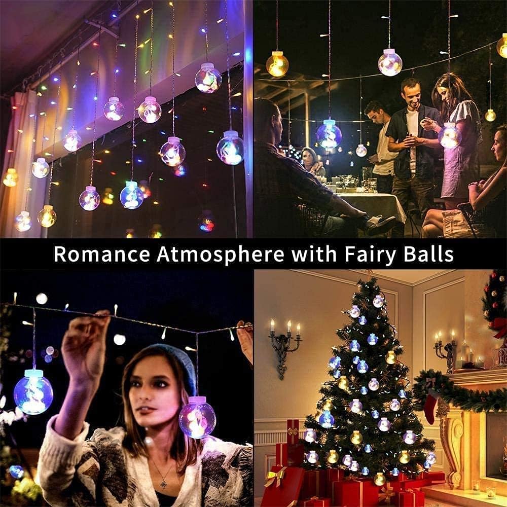 Luminous orbs illuminating a glass globe.