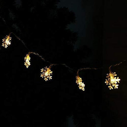 Festive snowflake LED lights adding a magical touch to the holiday season.