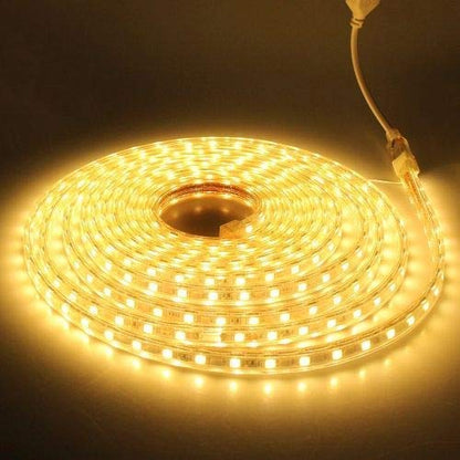 LED rope light featuring vibrant yellow lights.