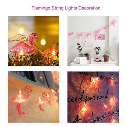 A delightful string of flamingos featuring pink lights, contributing to a lively and enchanting visual experience.