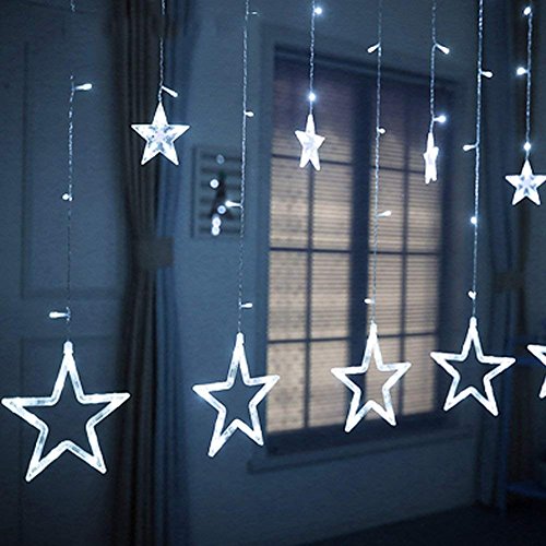 A delightful arrangement of 12 LED stars on a curtain, ideal for creating a cozy atmosphere in any living space.