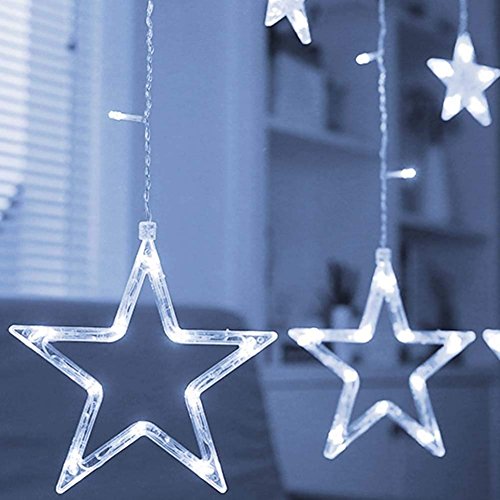A charming LED light curtain featuring 12 stars, perfect for adding a whimsical touch to home decor.
