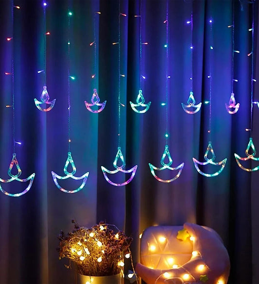 Multicolor Diya LED Curtain Lights