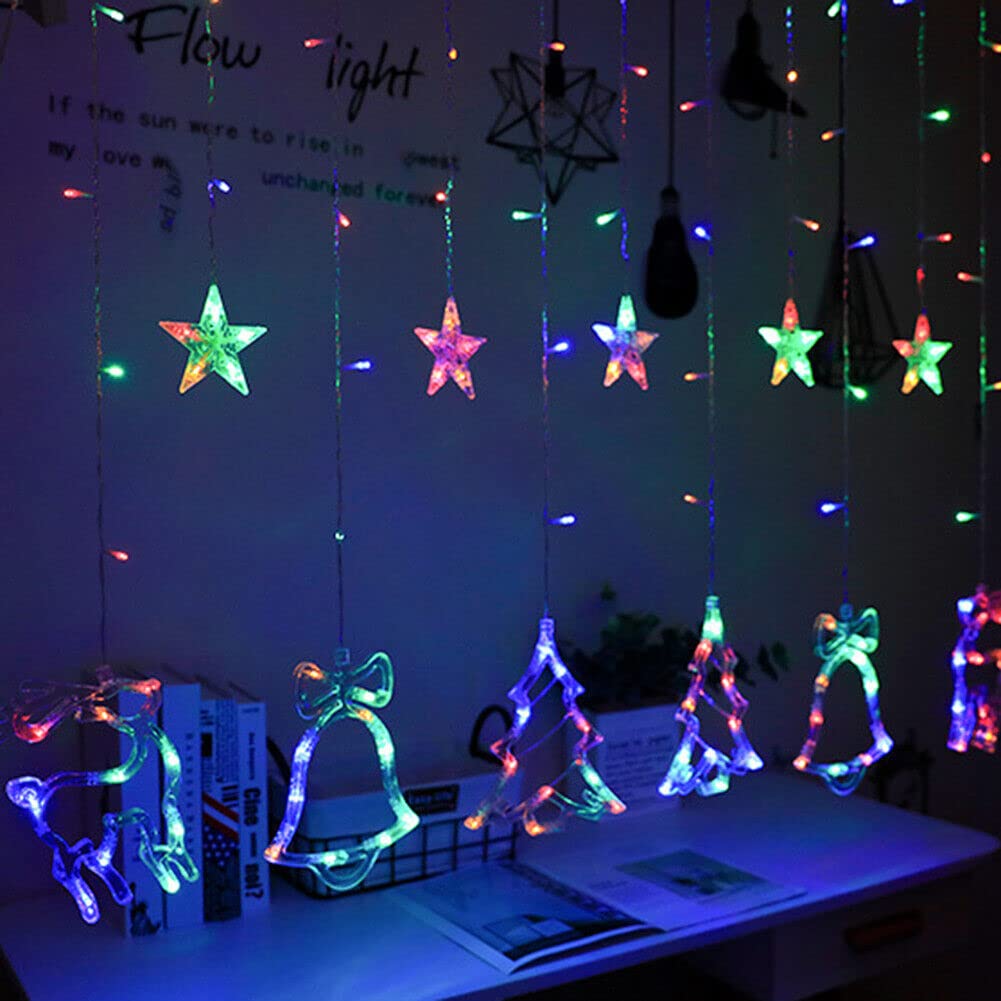 Room decorated for Christmas with twinkling lights.