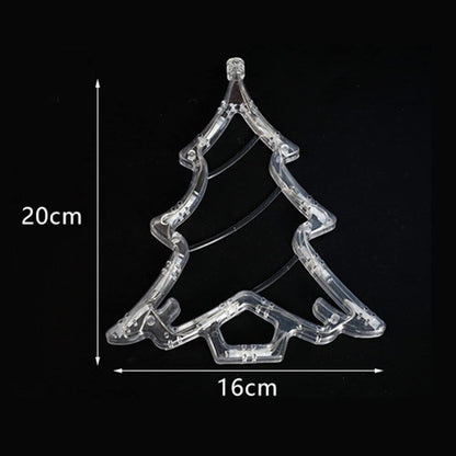 Decorated room with Christmas ornaments and glowing lights.