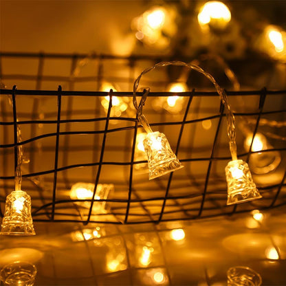  A festive basket with colorful lights and jingling bells.