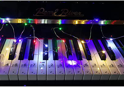  String of lights with black background.