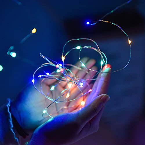 Vibrant lights on dark background.