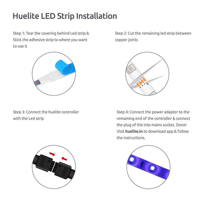 Vibrant LED strip on dark base.