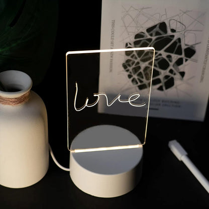  LED lamp with USB charging, emitting warm light for message boards.