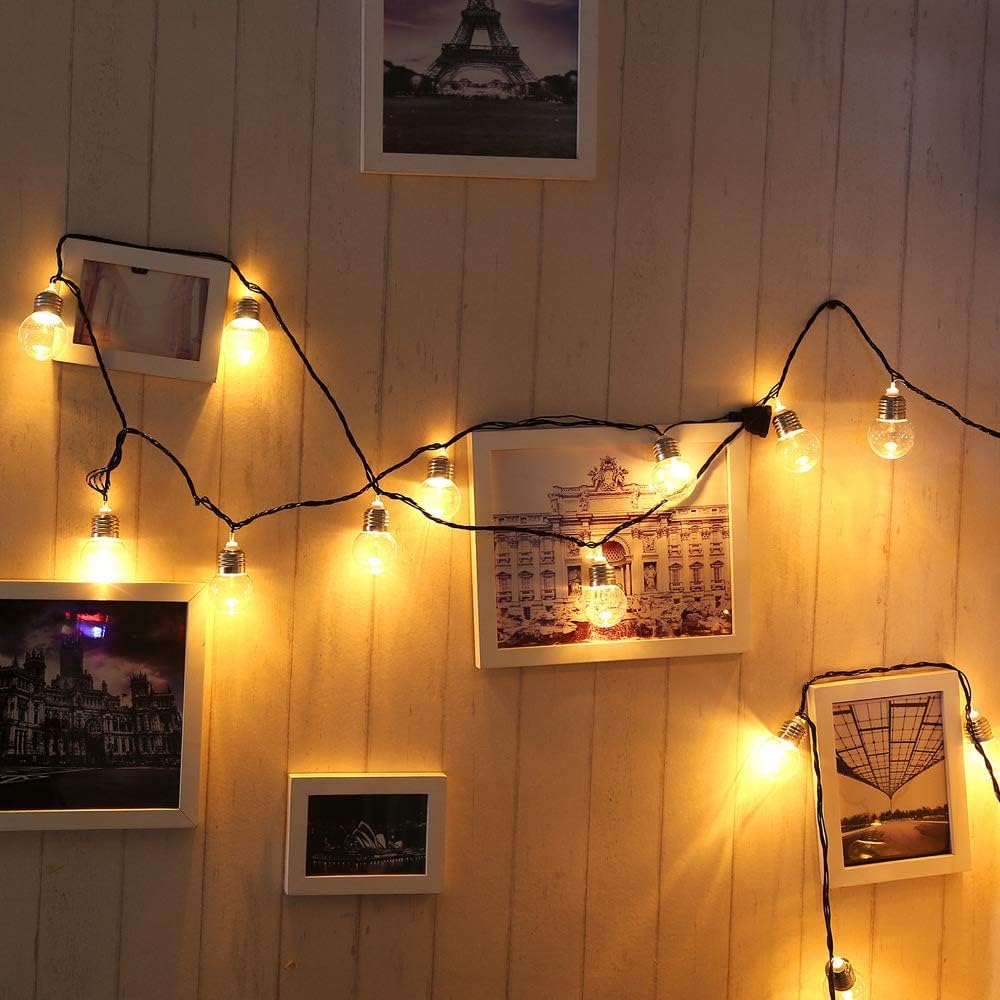  Illuminated light bulbs and lights combined in a decorative arrangement.