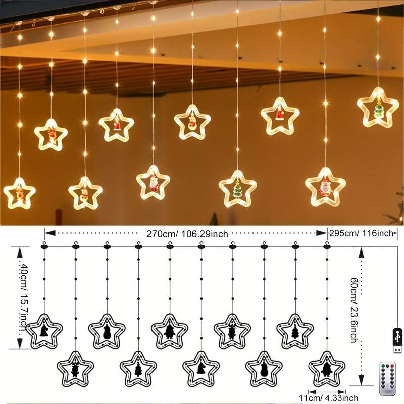 A string of Christmas lights with a remote control, adding a festive touch to your holiday decorations.