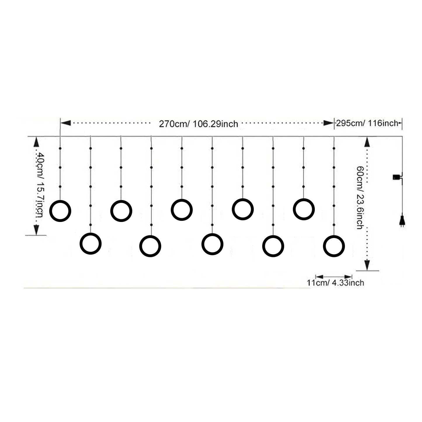 Plastic Christmas Santa Ring Curtain Led Lights