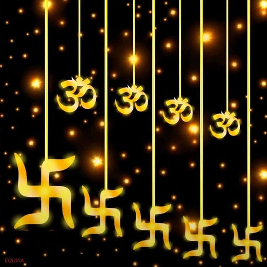  A detailed representation of the Om symbol, showcasing its intricate curves and spiritual significance in Hinduism.

