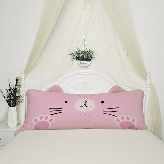 Pink Cat Long Bed Pillow For Kids Room