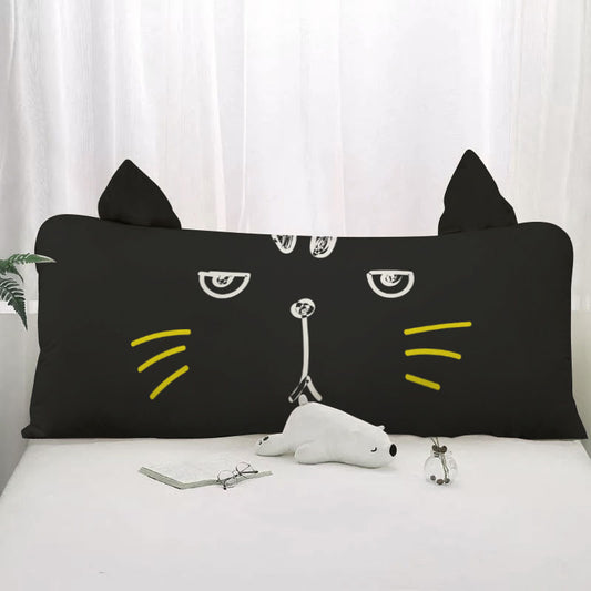 Black Cat Long Bed Pillow For Kids Room