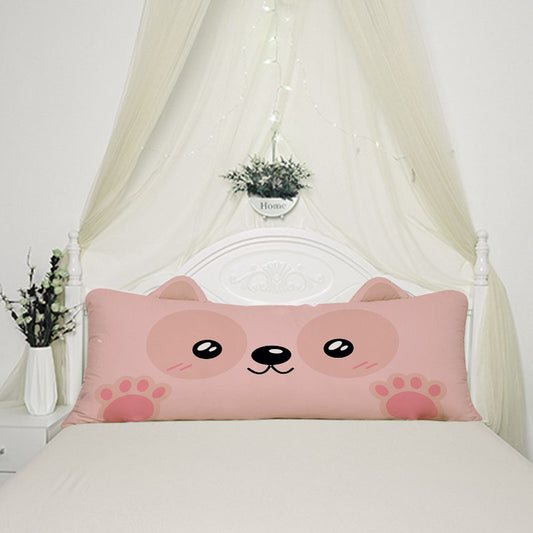Pink Bear Long Bed Pillow For Kids Room