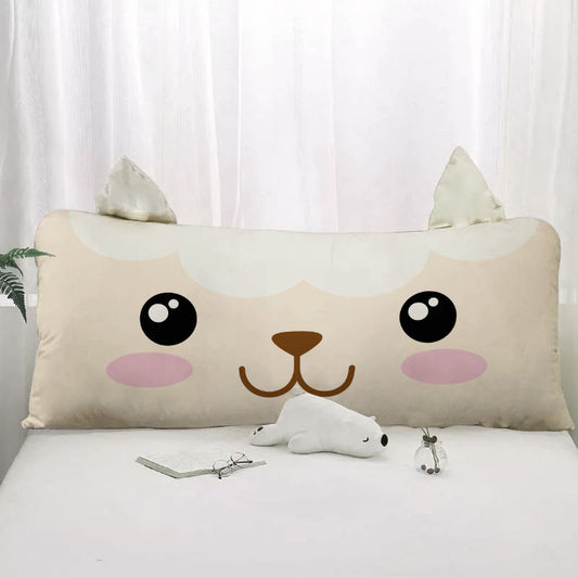 White Cat Long Bed Pillow For Kids Room