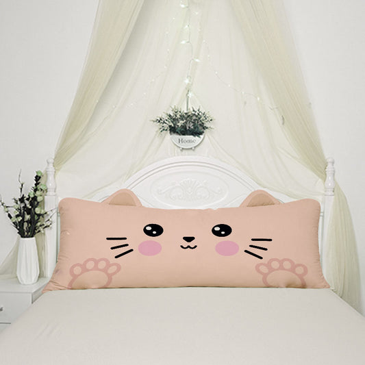 Peach Cat Long Bed Pillow For Kids Room