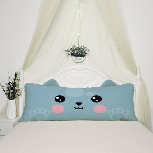 Blue Cat Long Bed Pillow For Kids Room