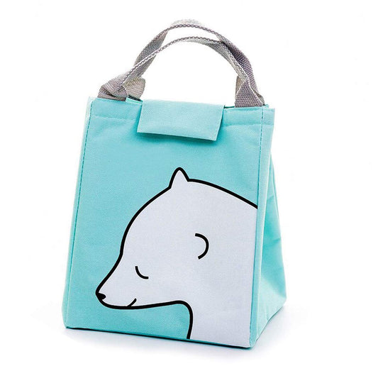 Cool Polar bear print in blue with heat insulation sheet lunch bag for daily use