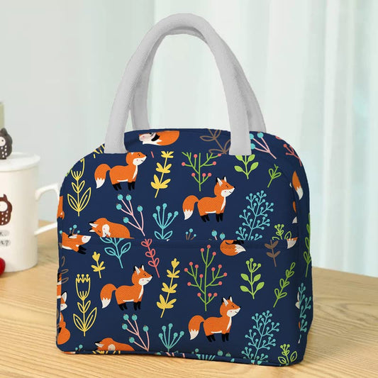 Cute Fox pattern prints big insulated lunch bag for office