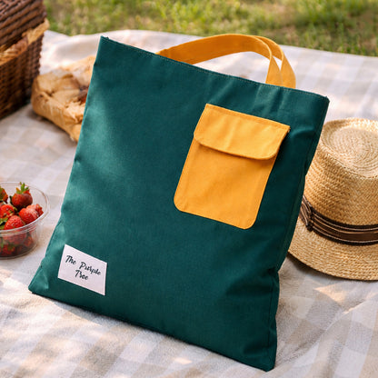 Green Pocket Cotton Tote Bag