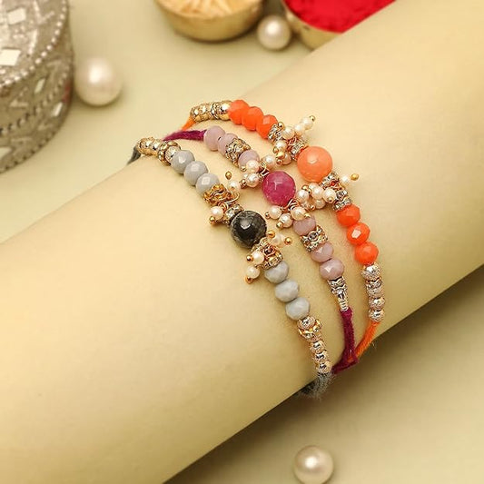 Pearl and Glass Beads Dora Rakhi